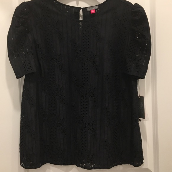 Vince Camuto Tops - Black lace short sleeve blouse Vince Camuto